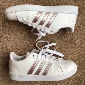 adidas White/Metallic Rose Gold Cloudfoam Sneakers